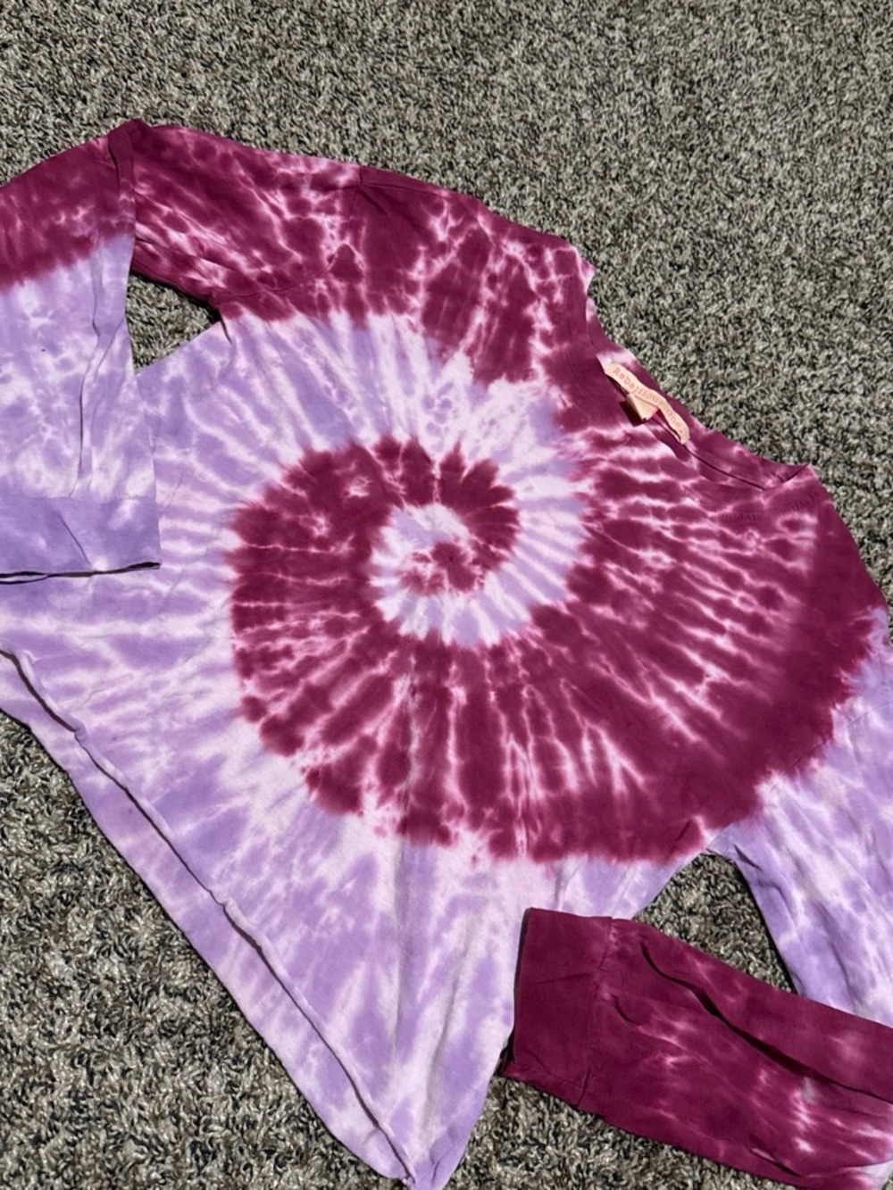 Target Women's Long Sleeve Tie-Dye Tee in Purple and Burgundy
